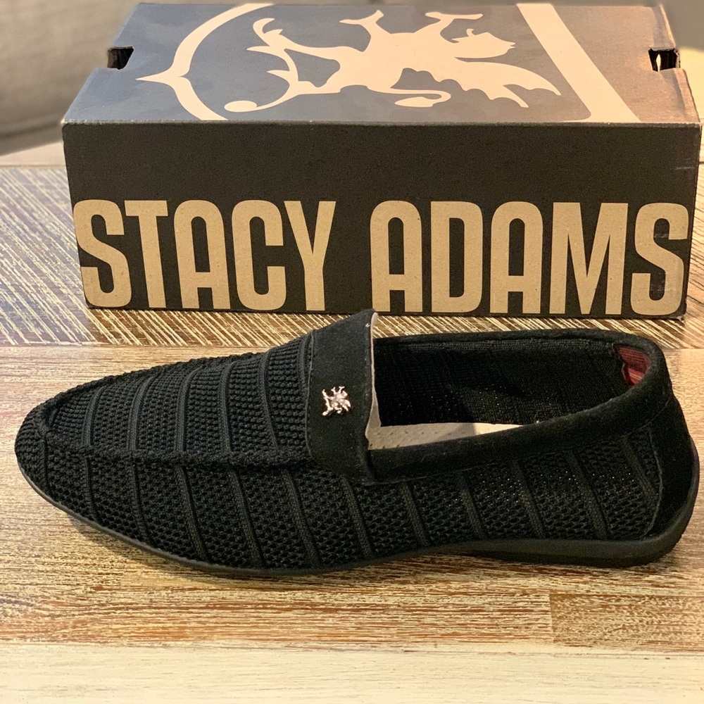 * NEW Stacy Adams Ciran Black Loafers Knit shoes 8M  NIB *
